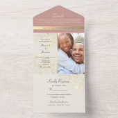 Pink Dusty Rose Boho Floral Wedding All In One Einladung (Innen Boden)