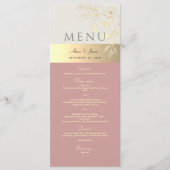 Pink Dusty Rose Boho Floral Wedding Menu Menükarte (Vorderseite)