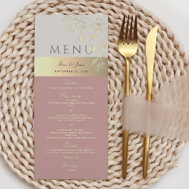 Pink Dusty Rose Boho Floral Wedding Menu Menükarte