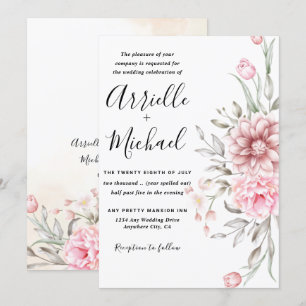 Pink Dusty Rose Greenerity Wedding Einladung
