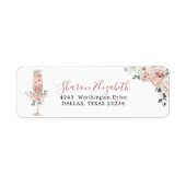 Pink Dusty Rose Petals and Prosecco Address Label (Vorne)
