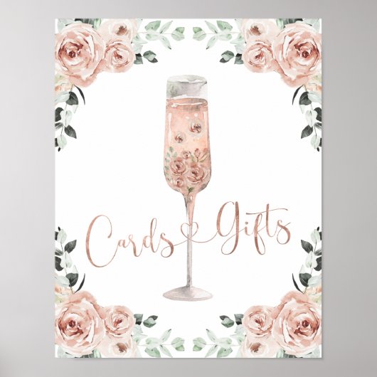 Pink Dusty Rose Petals Prosecco Cards und GIfts Poster (Vorne)
