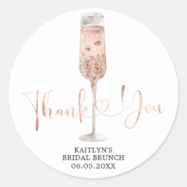 Pink Dusty Rose Petals Prosecco Danke Aufkleber