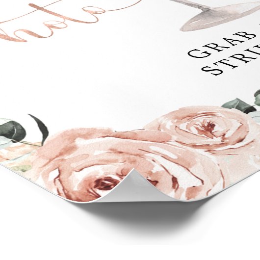 Pink Dusty Rose Petals Prosecco Foto Standzeichen Poster (Ecke)