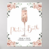 Pink Dusty Rose Petals Prosecco Foto Standzeichen Poster (Vorne)