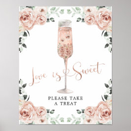 Pink Dusty Rose Petals Prosecco Liebe ist süß Poster