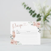 Pink Dusty Rose Petals Prosecco Rezept Karte (Stehend Vorderseite)