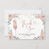 Pink Dusty Rose Petals und Prosecco Danke Karte (Vorderseite)