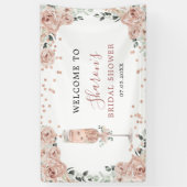 Pink Dusty Rose Petals und Prosecco Große Banner (Vertikal)