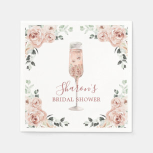 Pink Dusty Rose Petals und Prosecco Paper Napkin Serviette