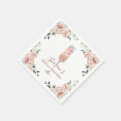 Pink Dusty Rose Petals und Prosecco Paper Napkin Serviette (Ecke)
