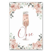 Pink Dusty Rose Petals und Prosecco Tischnummer (Vorderseite)