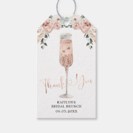 Pink Dusty Rose Petals und Prosecco Vielen Dank Ta Geschenkanhänger