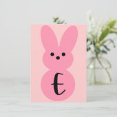 Pink "E" Bunny Shape Ostern Banner Card Einladung (Stehend Vorderseite)