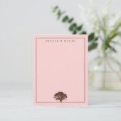 Pink Eak Baum personalisiertes Paar danke Einladung (Stehend Vorderseite)