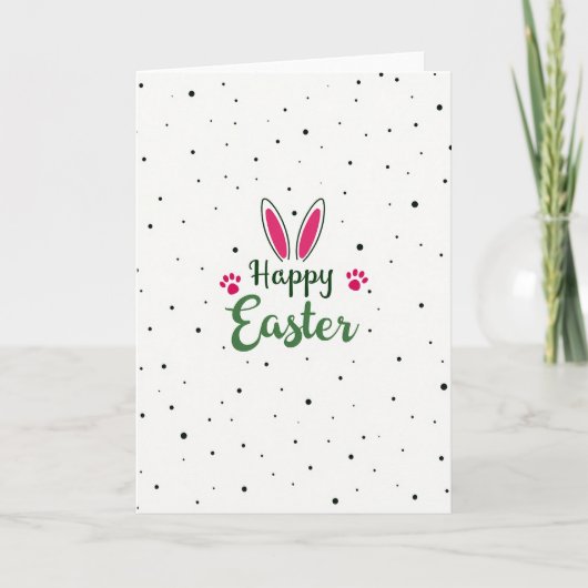 Pink Ears Polka Dot Easter Card Karte (Vorderseite)