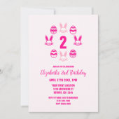 Pink Easter 2nd Birthday Einladung (Vorderseite)