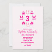 Pink Easter 3rd Birthday Einladung (Vorderseite)