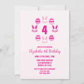 Pink Easter 4th Birthday Einladung (Vorderseite)