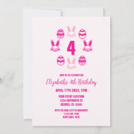 Pink Easter 4th Birthday Einladung