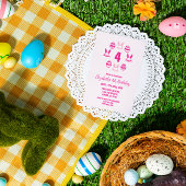 Pink Easter 4th Birthday Einladung