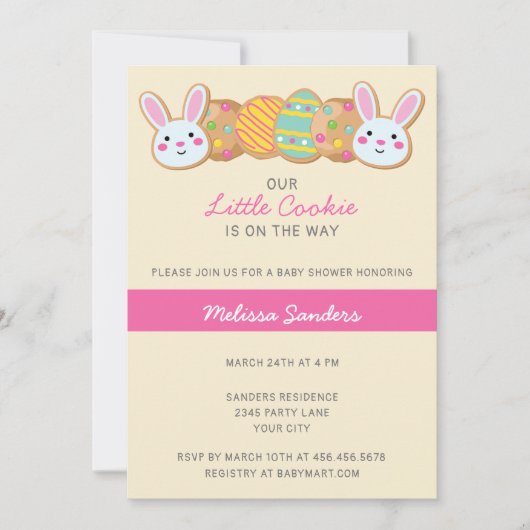 PINK EASTER BABY SHOWER EINLADUNG (Vorderseite)