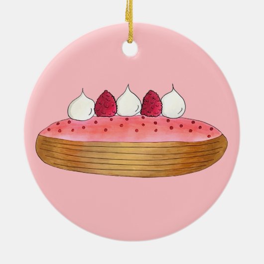 Pink Eclair Französisch Choux Konditorei Backwaren Keramik Ornament (Hinten)
