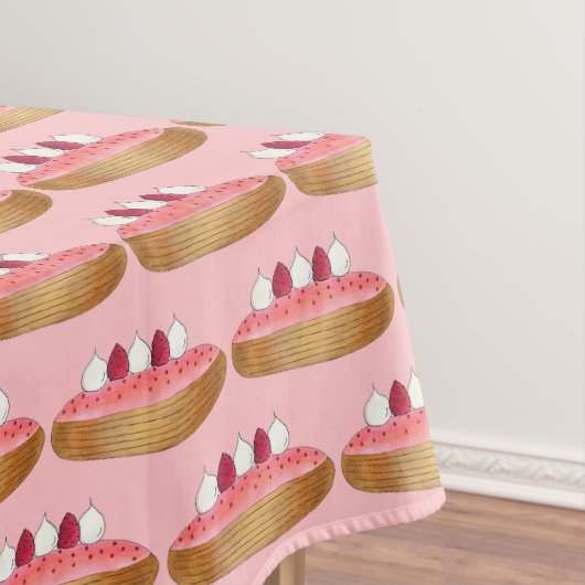 Pink Eclair Französisch Choux Konditorei Backwaren Tischdecke (Beispiel)