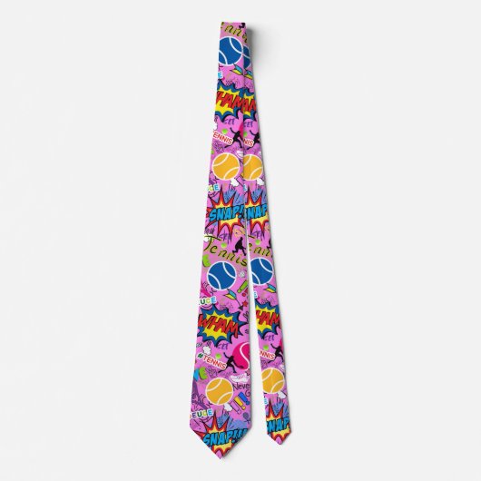 😍 🤩 pink Eclectic Tennis 🎾 Muster Krawatte (Vorderseite)