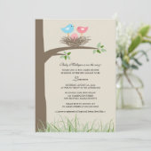 Pink Egg Baby Bird's Nest Baby Shower Einladung (Stehend Vorderseite)