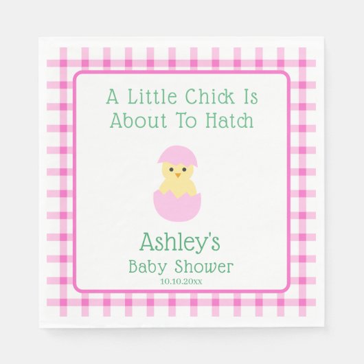 Pink Egg Little Chick To Hatch Girl Baby Shower  Serviette (Vorderseite)