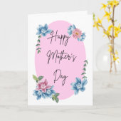 Pink Egg Shaped & floral Happy Mothers day Card Karte (Gelbe Blume)