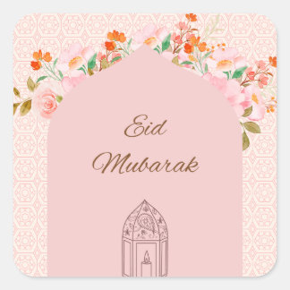 Pink Eid Quadratischer Aufkleber