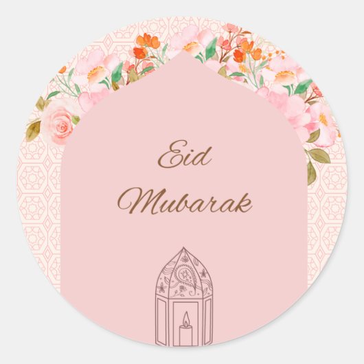 Pink Eid Runder Aufkleber (Vorderseite)