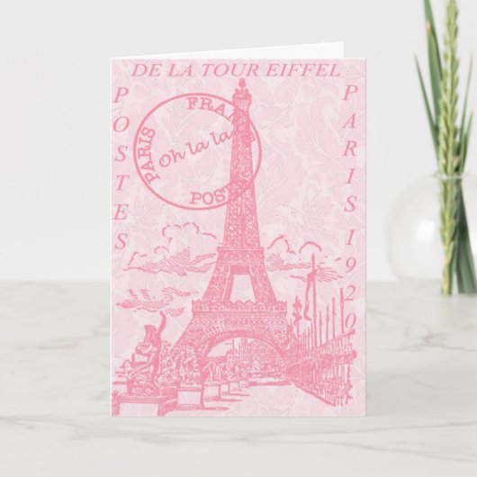 Pink Eiffel Greeting Cards Karte (Vorderseite)