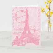 Pink Eiffel Greeting Cards Karte (Gelbe Blume)