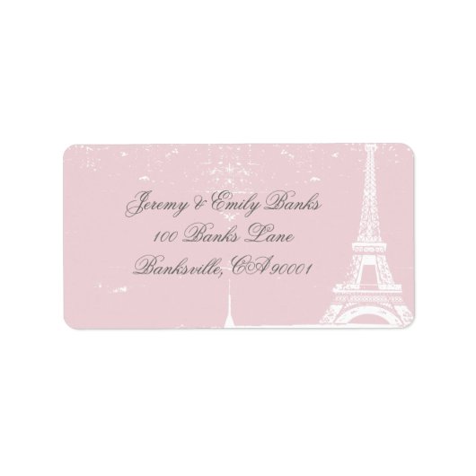 Pink Eiffel Tower Address Labels Adressaufkleber (Vorne)
