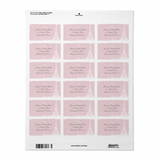 Pink Eiffel Tower Address Labels Adressaufkleber (Vorne)