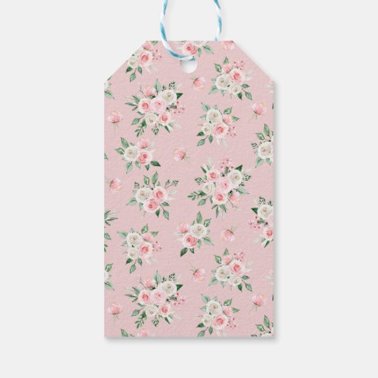 Pink Eiffel Tower Bow Babydusche Danke Geschenkanhänger (Rückseite)