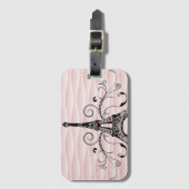 Pink Eiffelturm Geblüht Gepäckmarke Gepäckanhänger (Vorderseite Vertikal)