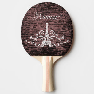 Pink Eiffelturm Grunge Ping Pong Paddle Tischtennis Schläger