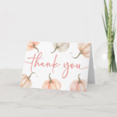 Pink ein kleiner Kürbis ist unterwegs! Babyparty Dankeskarte (Vorderseite)