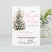 Pink ein kleines Bündel Joy Weihnachtsdusche Einladung (Stehend Vorderseite)
