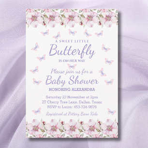 Pink ein kleines Butterfly Girl Floral Baby Dusche Einladung