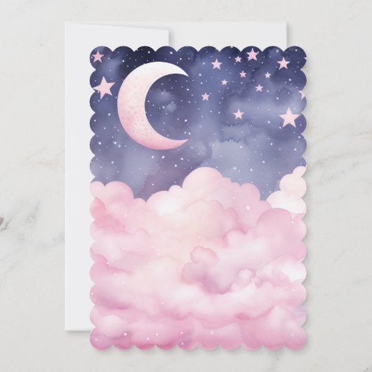 Pink ein kleines Stück Himmlische Kinderdusche Einladung (Rückseite)