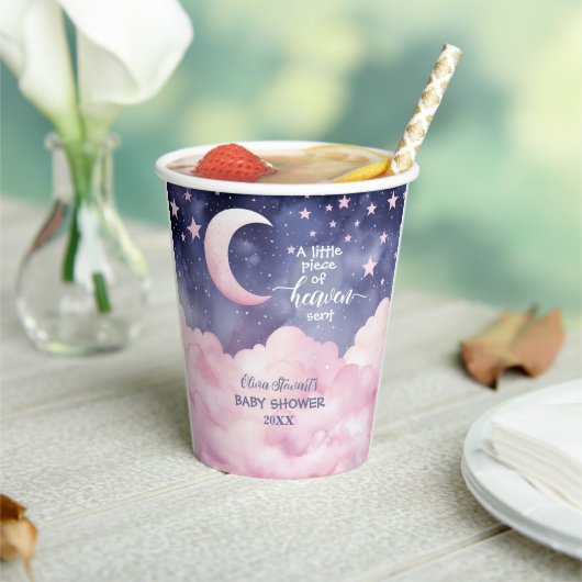 Pink ein kleines Stück Himmlische Kinderdusche Pappbecher (In Situ)