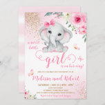 Pink ein süßes kleines Mädchen Elephant Baby Dusch Einladung<br><div class="desc">Girl Elephant Baby Shower Einladung,  Rose Hot Pink Baby Elephant Invite Gold Glitzer eine kleine Girl Elephant Baby Dusche</div>