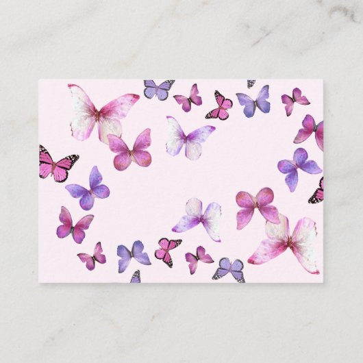 Pink ein wenig Schmetterling Babydusche Windelwind Begleitkarte (Rückseite)