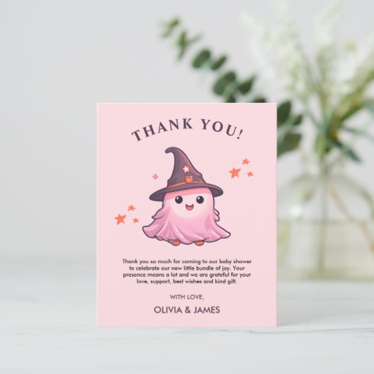 Pink eine kleine Boo Baby Dusche Danke Karte (Stehend Vorderseite)