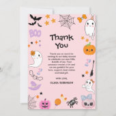 Pink eine kleine Niedliche Ghost Halloween Kinderd Dankeskarte (Vorderseite)